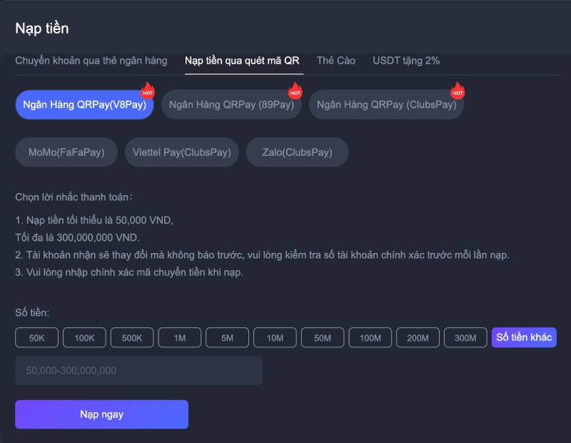 Nạp tiền EE88 nhanh nhất qua đâu?